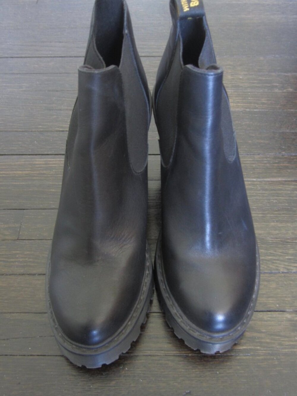 DR. MARTENS HURSTON Black Leather Chelsea Heeled Boots Women's 8